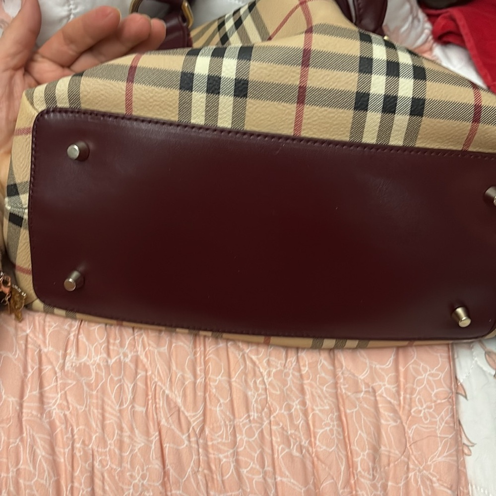 Burberry Cream and Brown Satchel with Signature Plaid- handbag - Picture 4 of 6